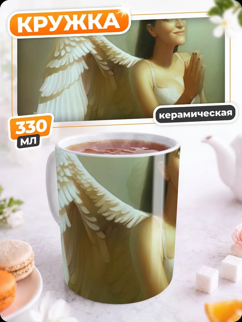Кружка керамическая ангел в молитве