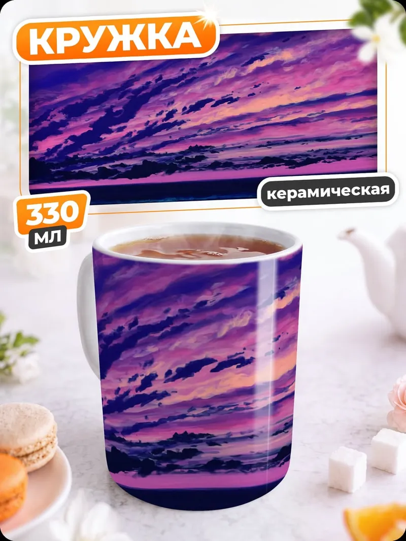 Кружка керамическая Закат над океаном