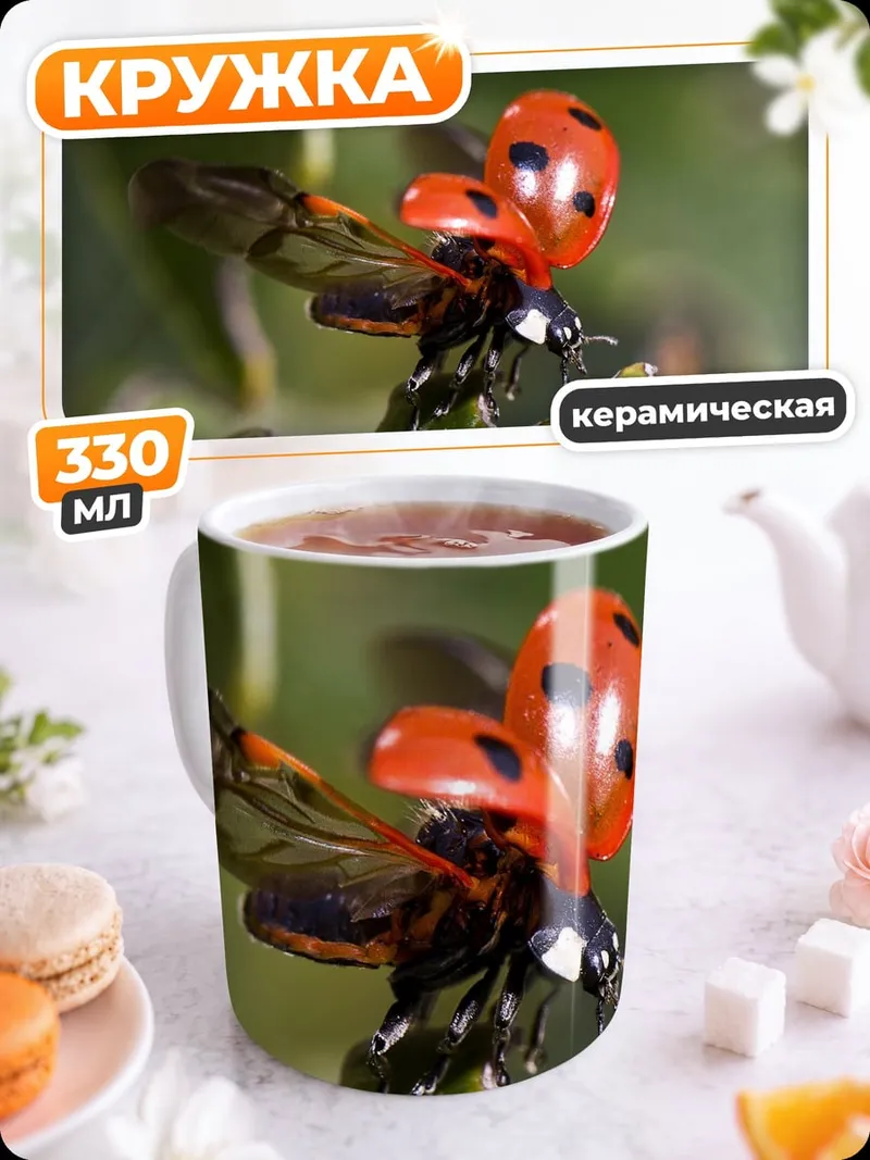Кружка керамическая божья коровка летит