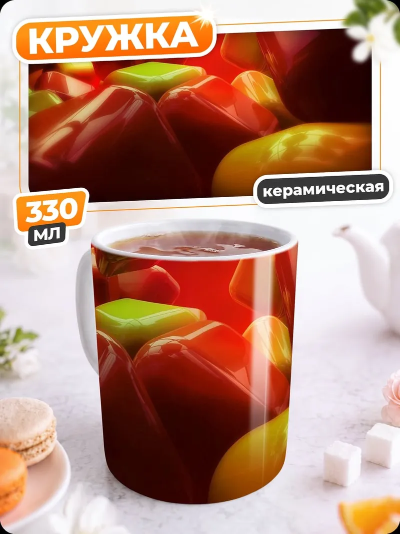 Кружка керамическая Красные кубики