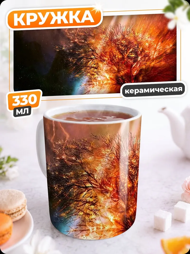 Кружка керамическая Древо жизни в лучах
