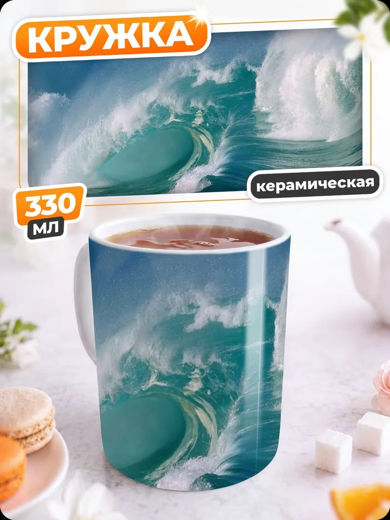 Кружка керамическая Большая волна
