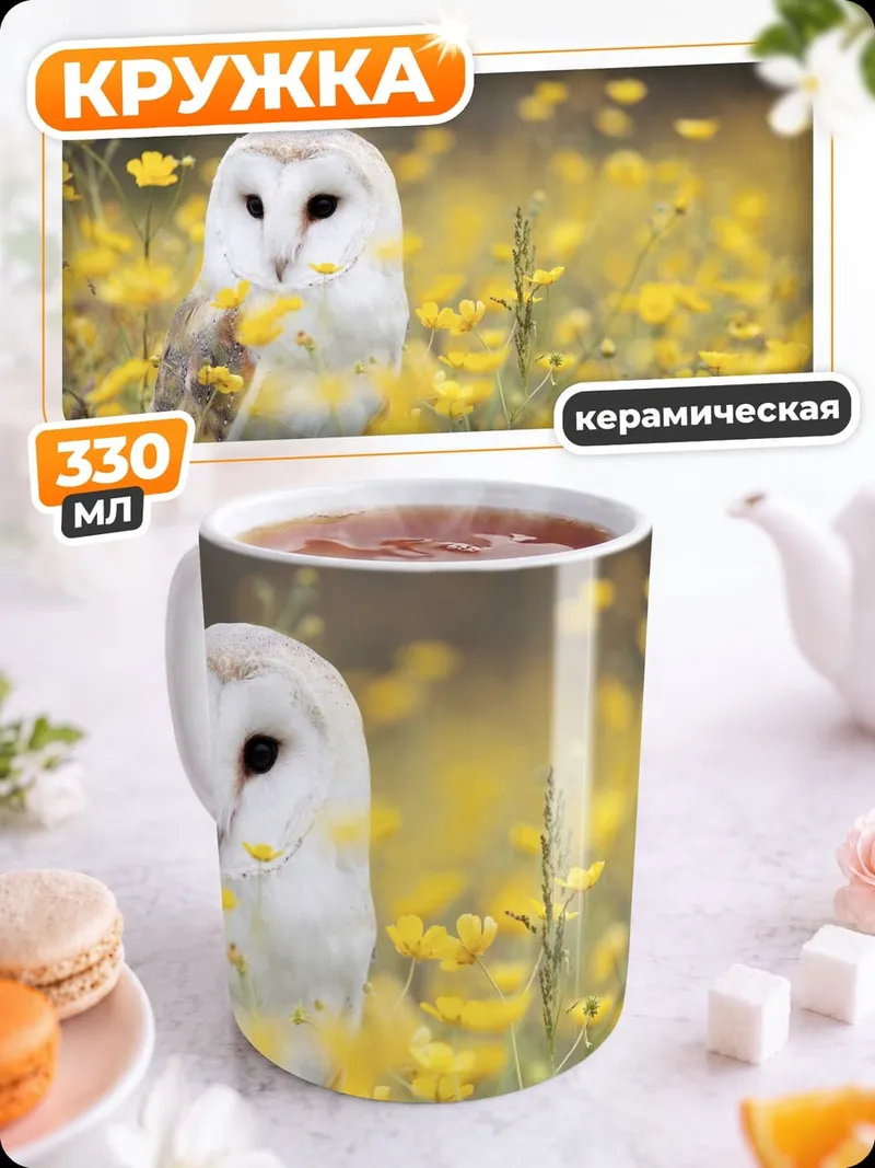 Кружка керамическая Сова в цветах