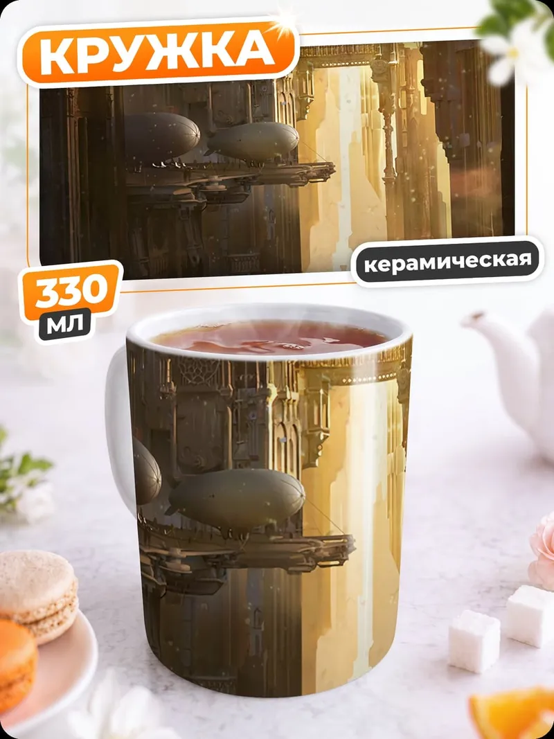 Кружка керамическая Городской пейзаж будущего