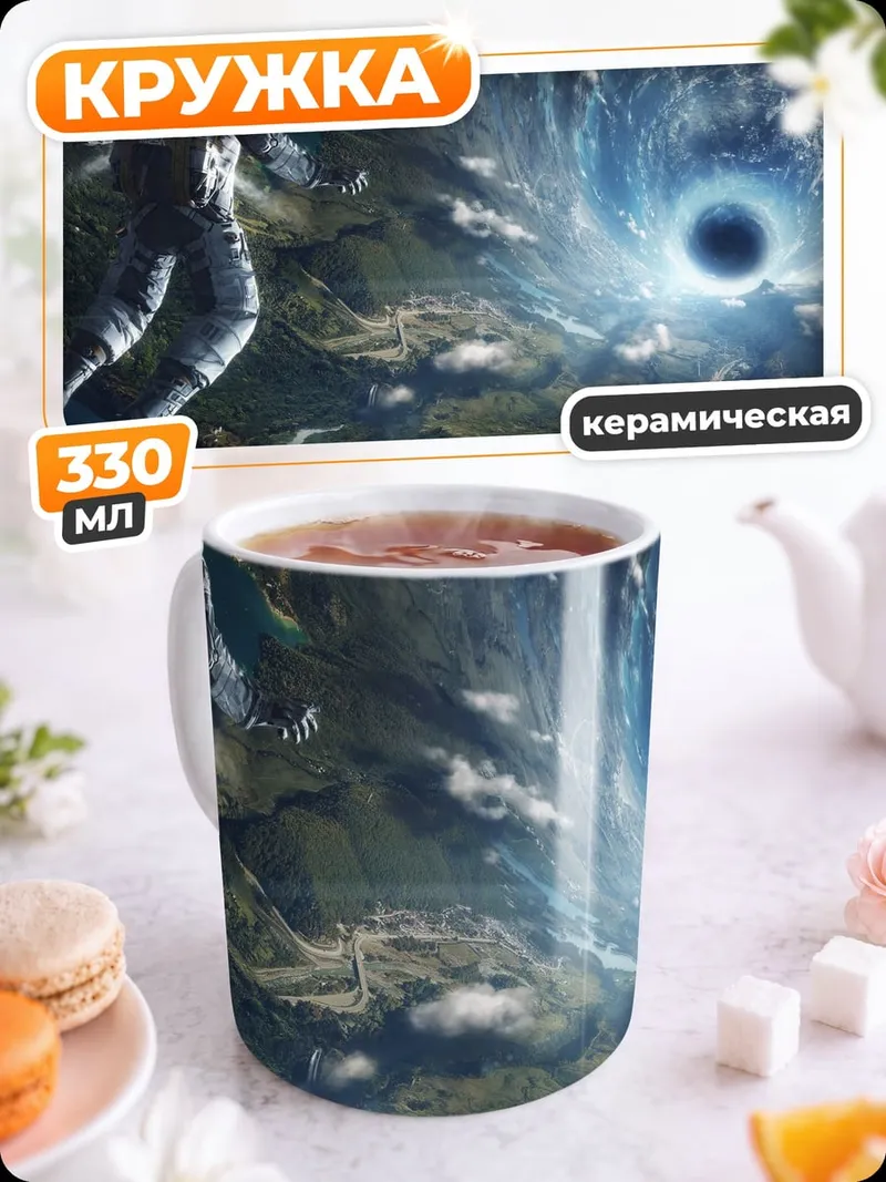 Кружка керамическая Астронавт и черная дыра