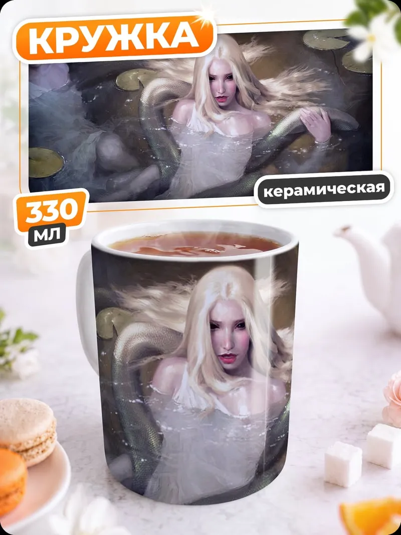 Кружка керамическая Русалки и змеи