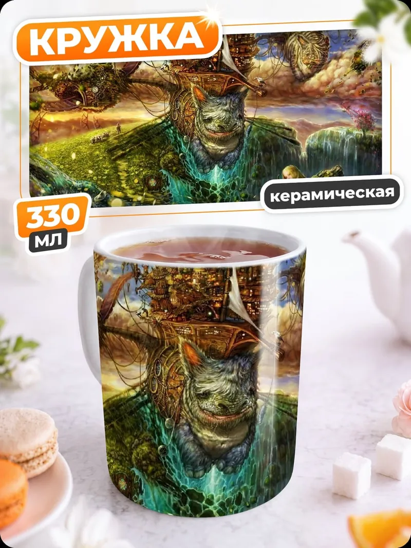 Кружка керамическая Лесной дух и человек