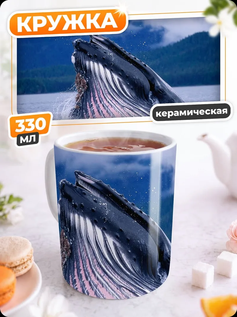 Кружка керамическая Прыгающий кит
