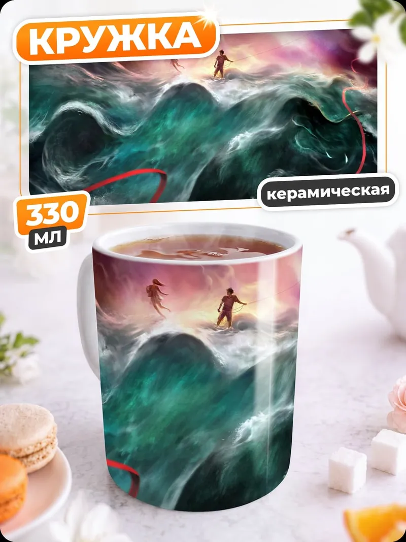 Кружка керамическая люди в бушующем море