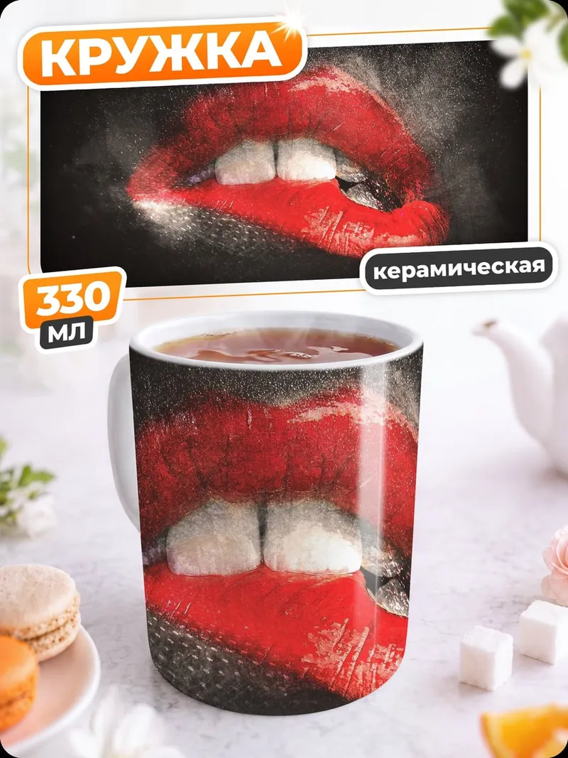 Кружка керамическая Красные губы соблазн
