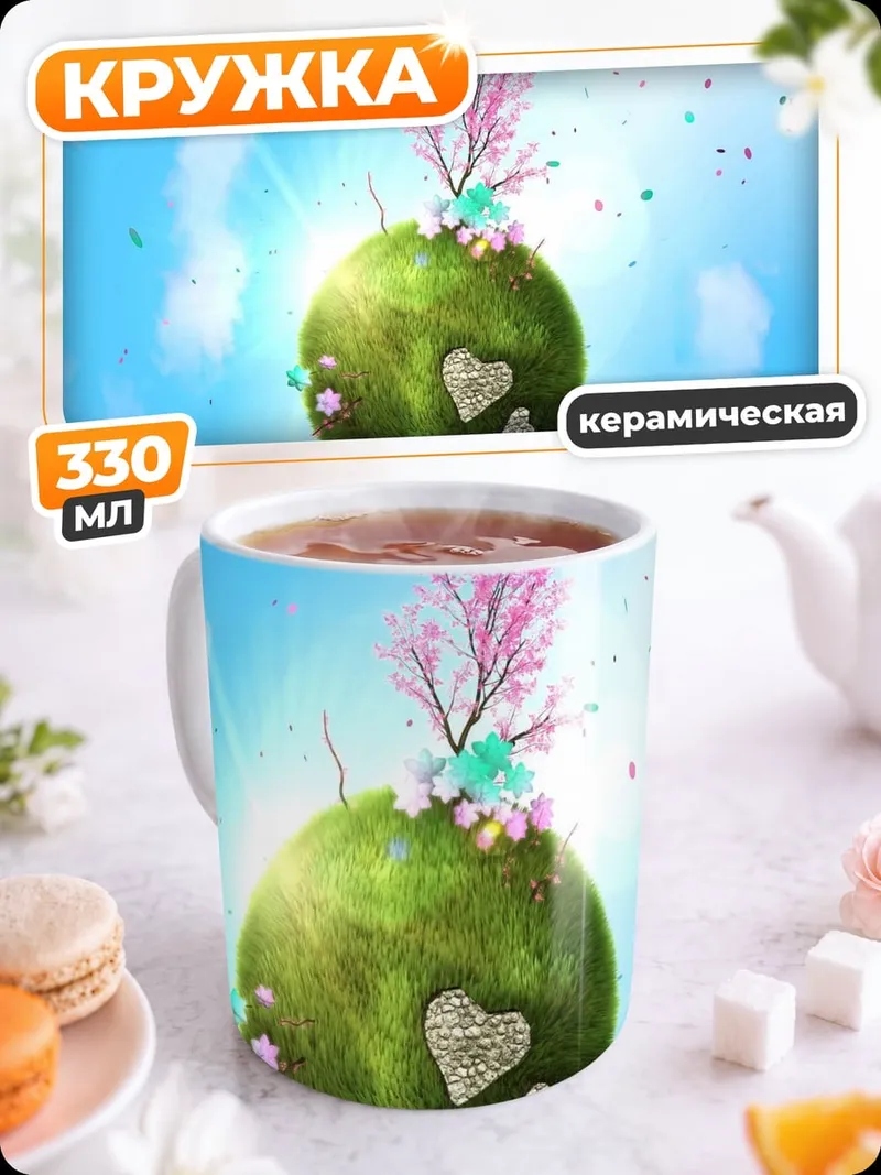 Кружка керамическая Цветущая планета любви