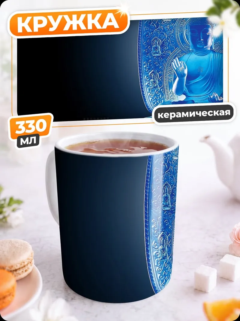 Кружка керамическая Синий Будда медитация