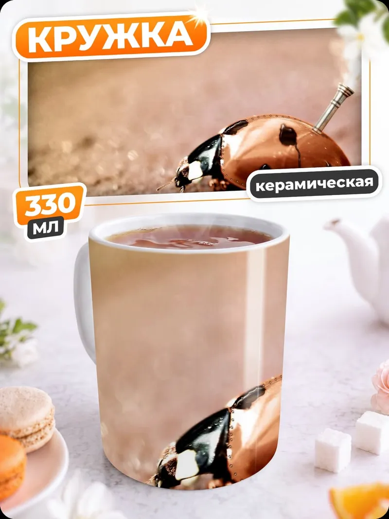 Кружка керамическая Божья коровка с трубкой