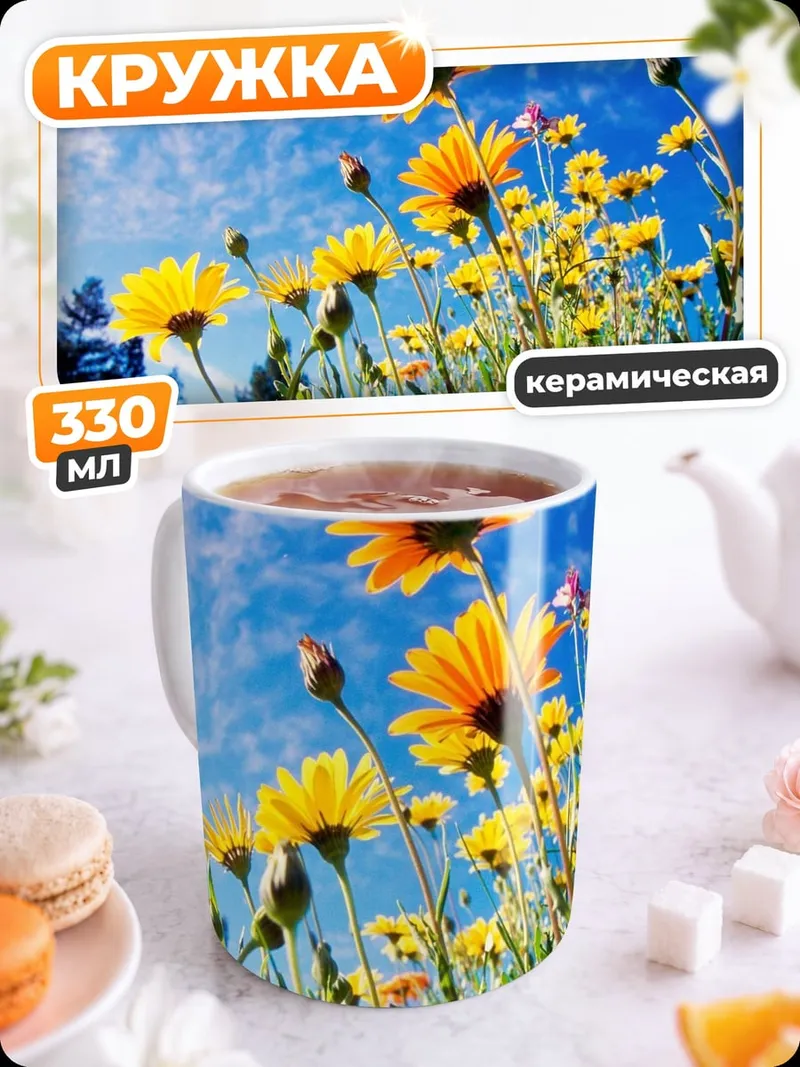 Кружка керамическая Желтые цветы