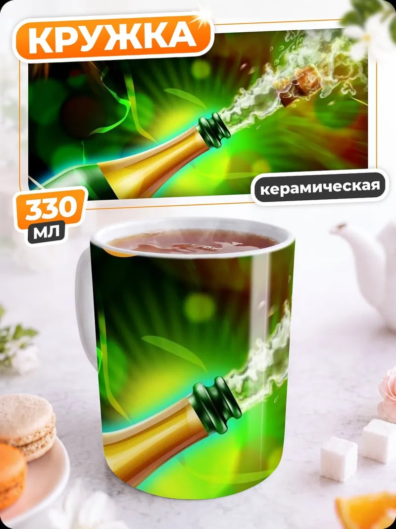 Кружка керамическая праздничное шампанское
