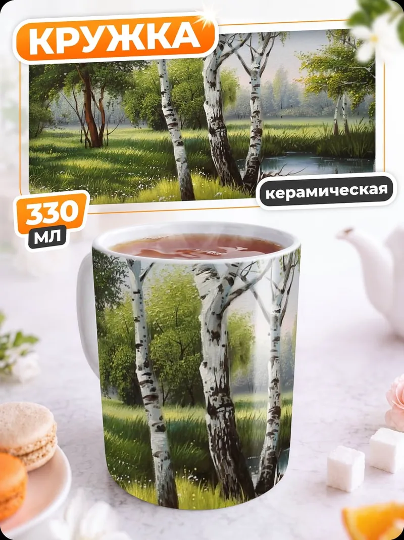 Кружка керамическая Березовая роща
