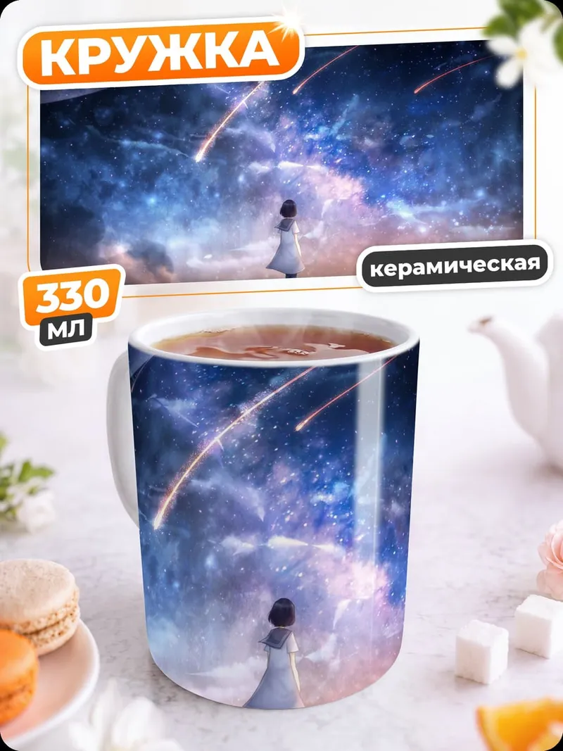 Кружка керамическая Девушка смотрит на звезды