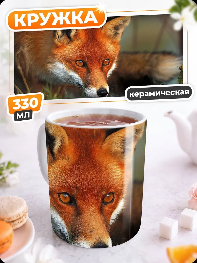 Кружка керамическая рыжая лиса