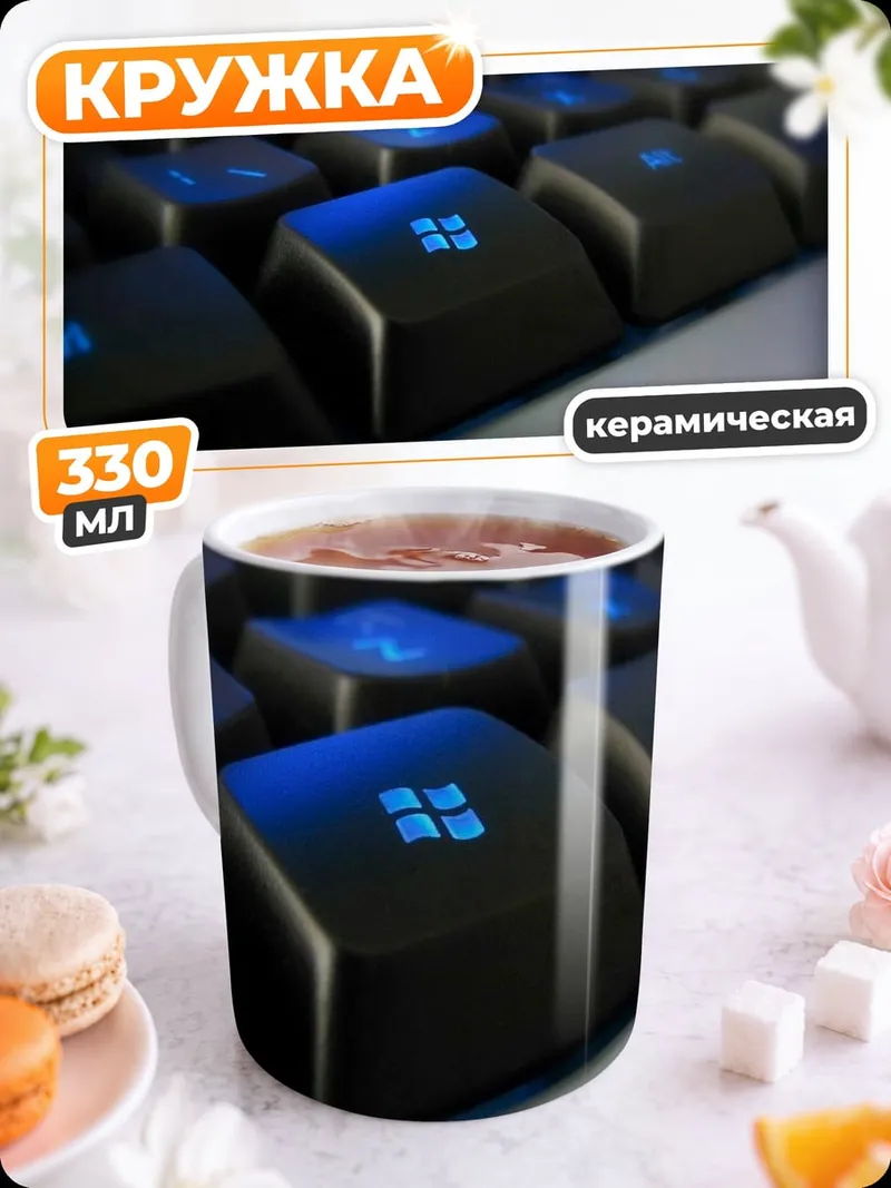 Кружка керамическая Клавиатура с подсветкой