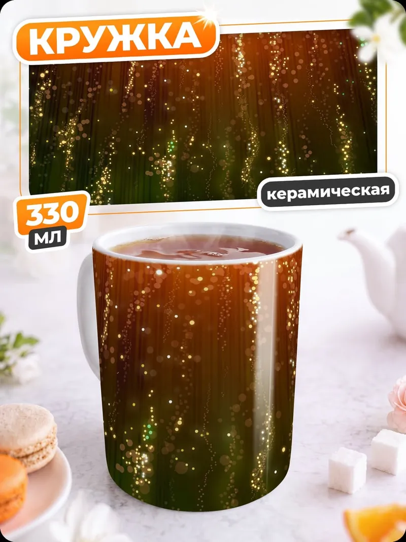 Кружка керамическая золотой дождь частиц