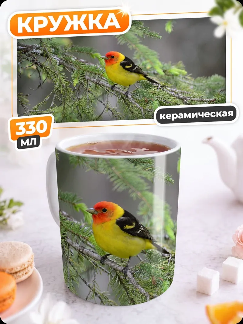 Кружка керамическая Птица на ветке