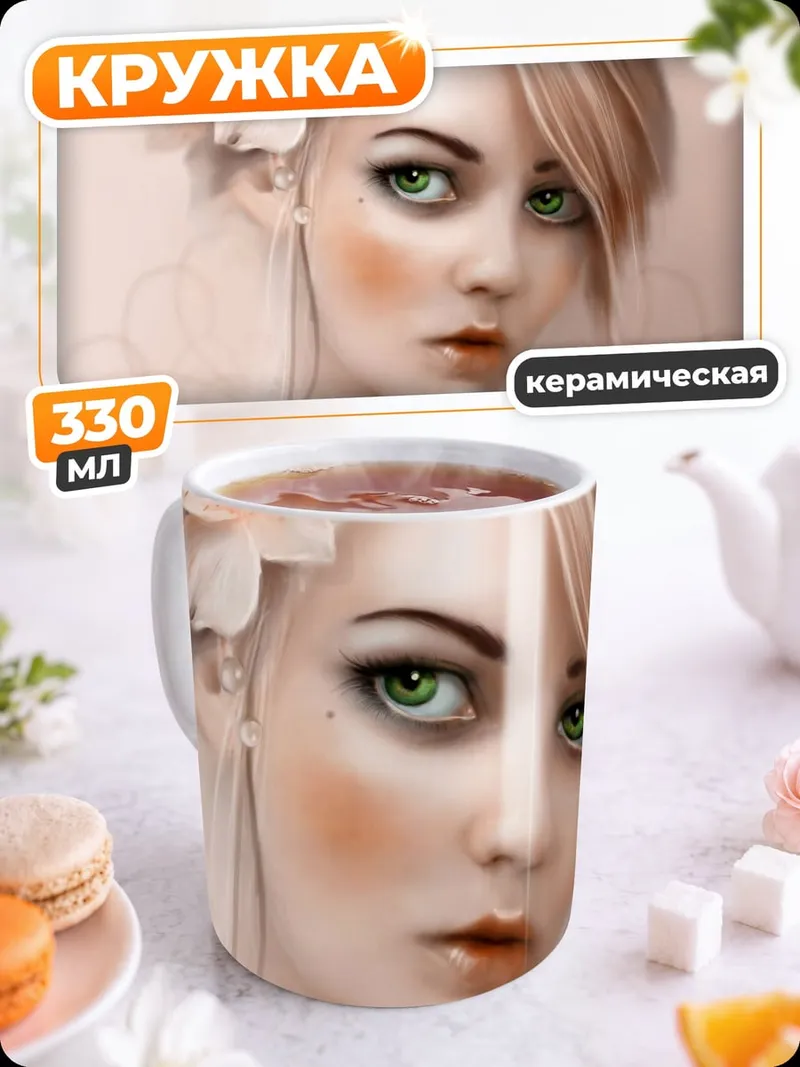 Кружка керамическая Нежная девушка