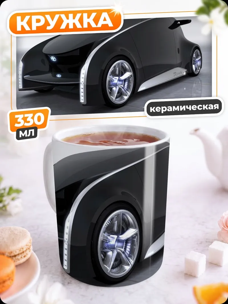 Кружка керамическая футуристичный автомобиль