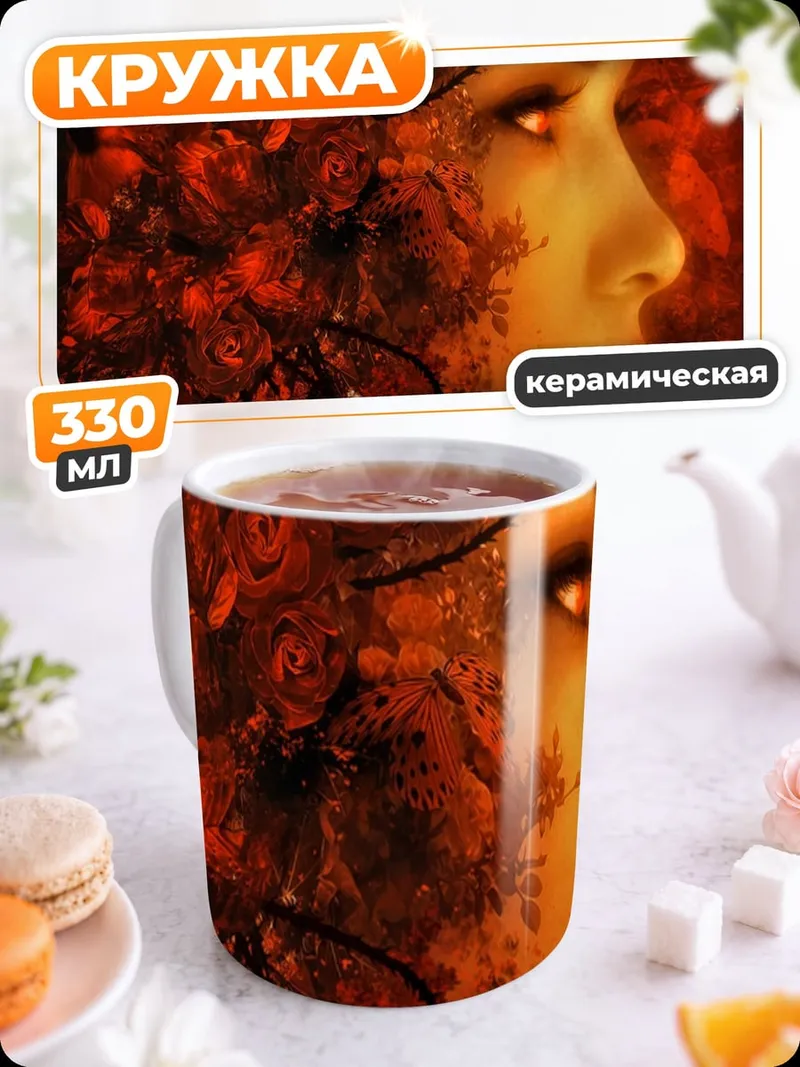 Кружка керамическая Осенняя женщина