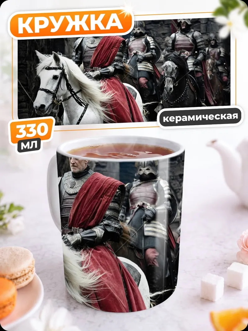 Кружка керамическая рыцари на конях