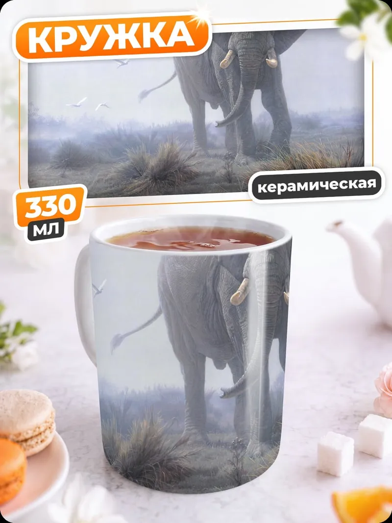Кружка керамическая Слон в тумане