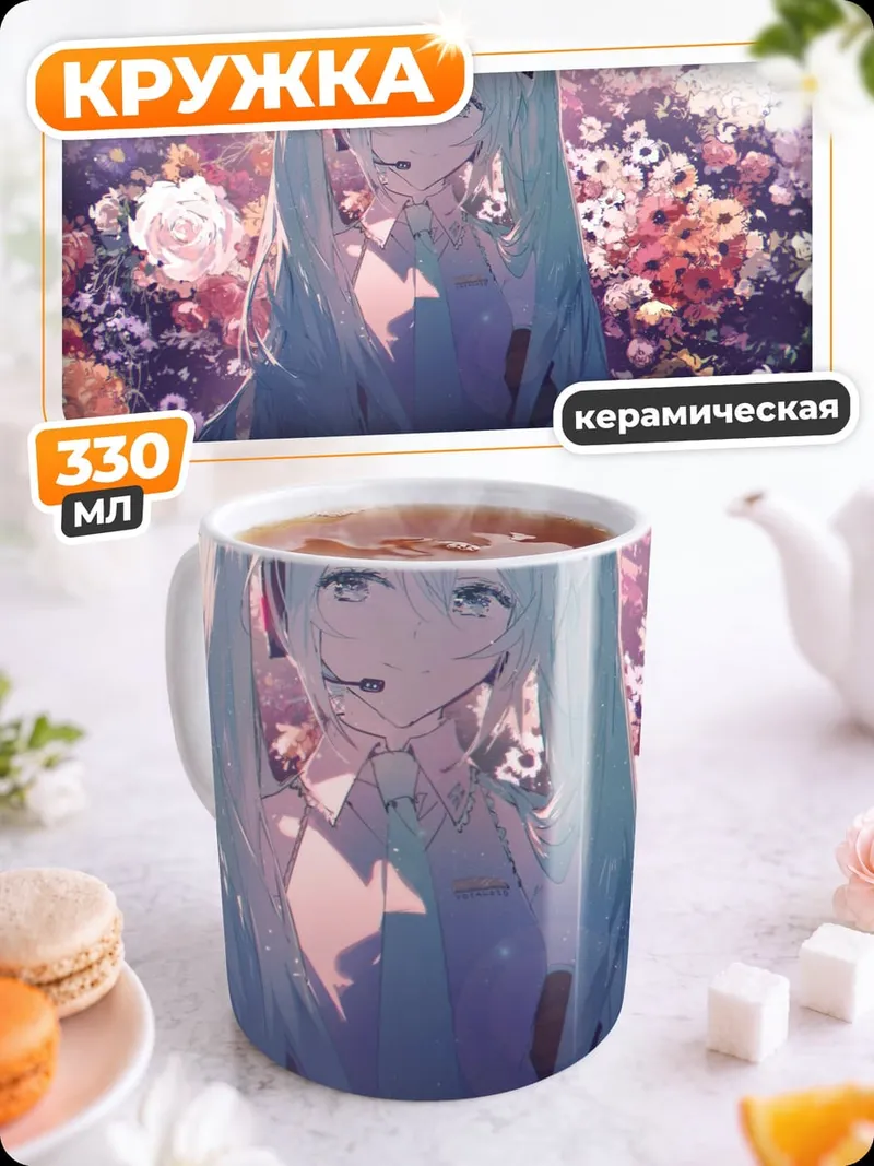 Кружка керамическая Мику в цветах