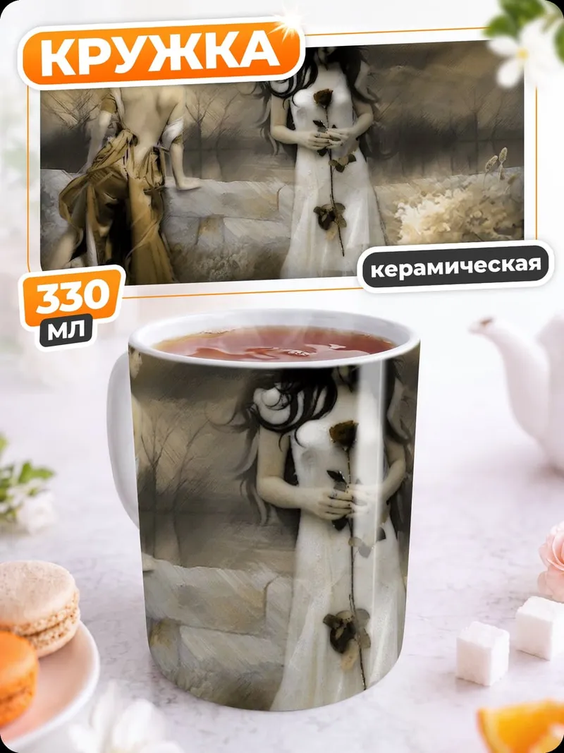 Кружка керамическая трагическая пара