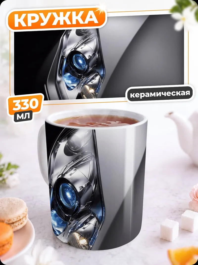 Кружка керамическая Фрагмент фары автомобиля