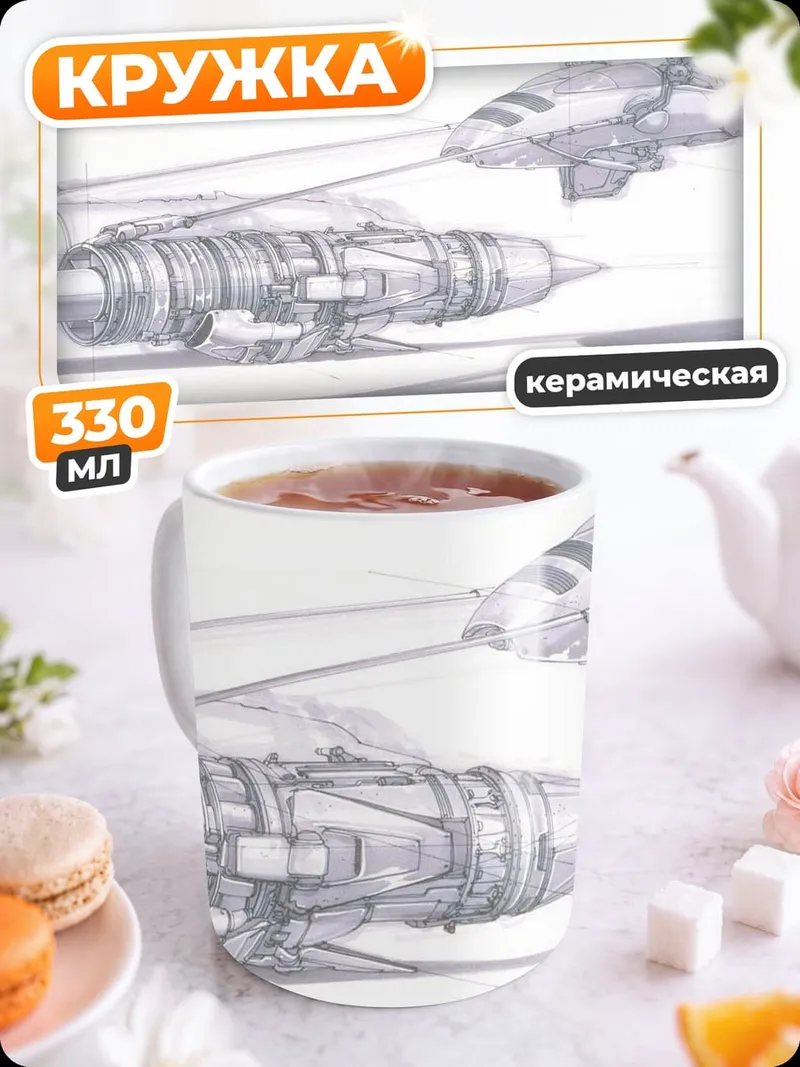 Кружка керамическая Чертеж космического корабля
