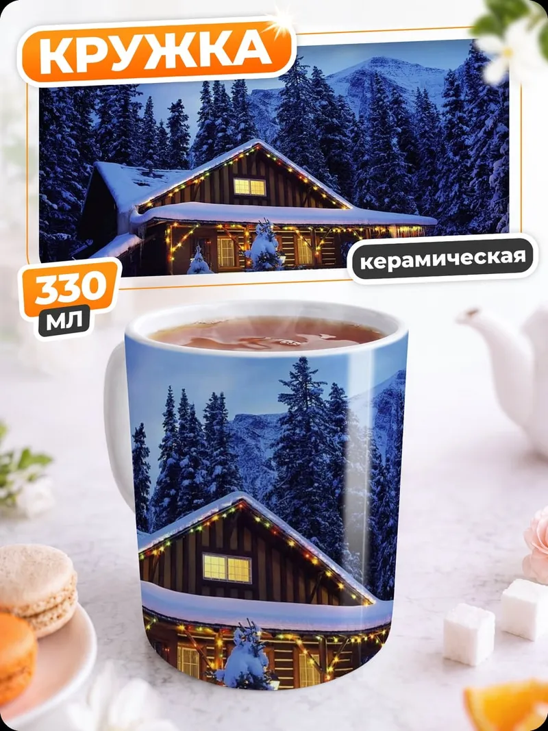 Кружка керамическая Зимний уютный домик