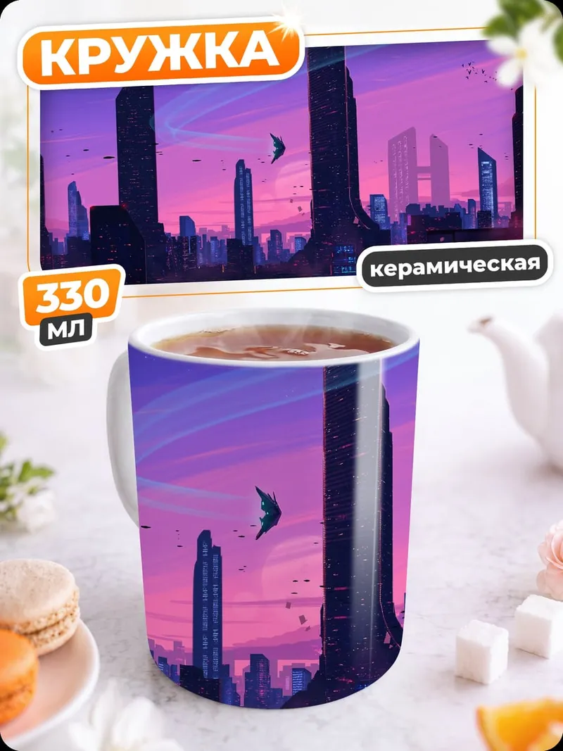 Кружка керамическая Футуристический город