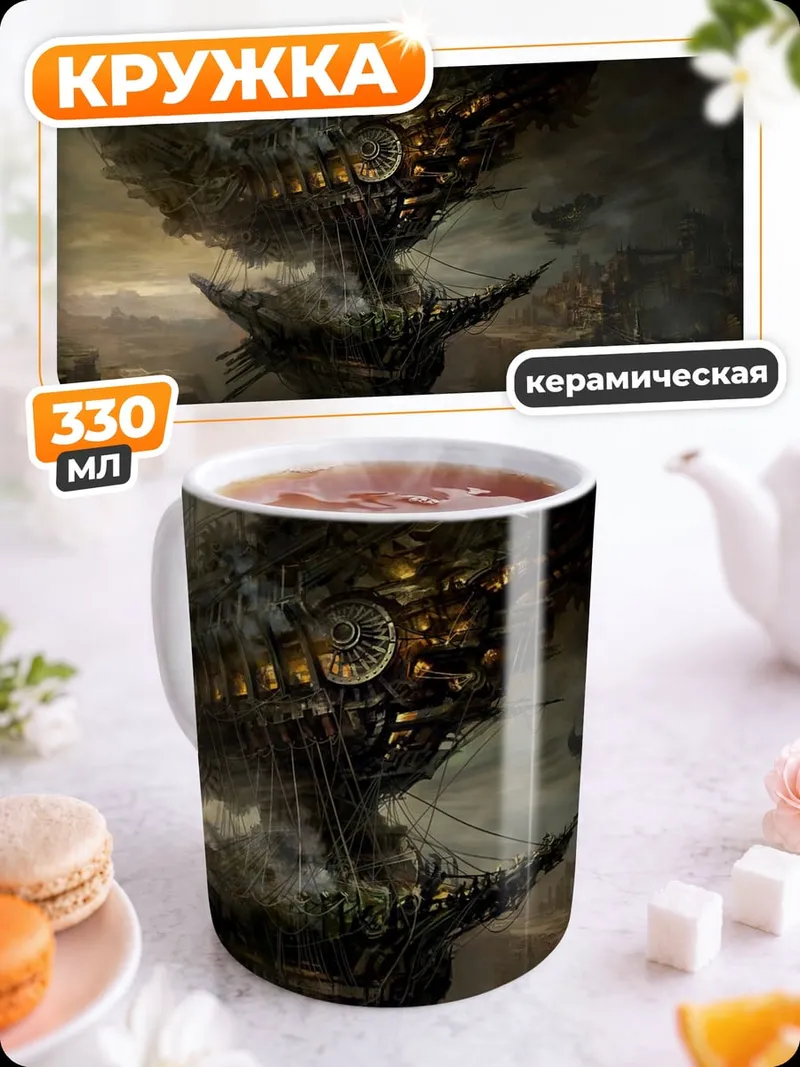 Кружка керамическая механический филин