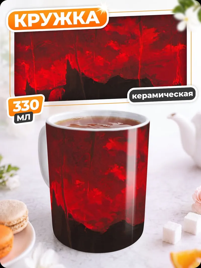 Кружка керамическая красный закат