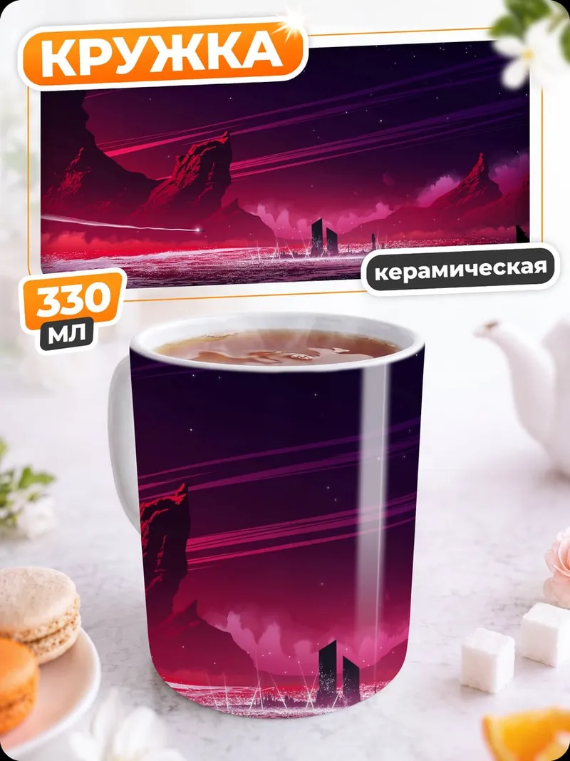 Кружка керамическая Красный космический пейзаж