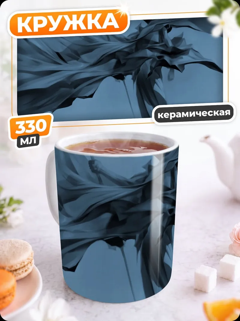 Кружка керамическая синий абстрактный ангел