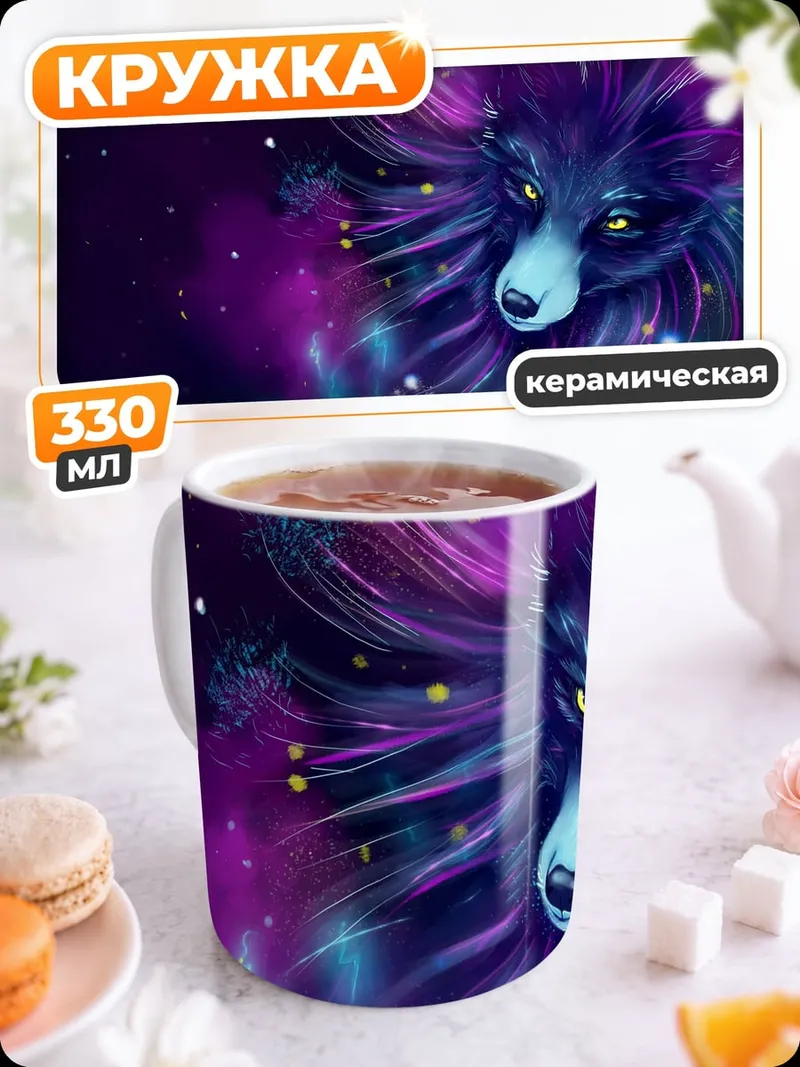 Кружка керамическая Космический волк
