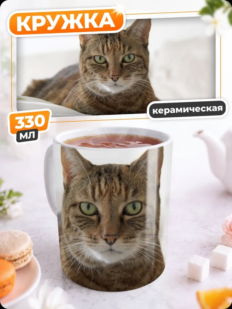 Кружка керамическая Лежащий кот