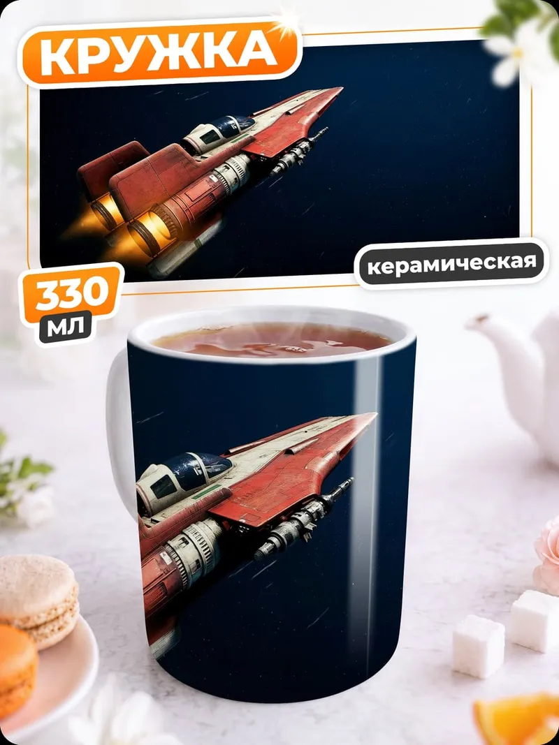 Кружка керамическая Красный космический корабль