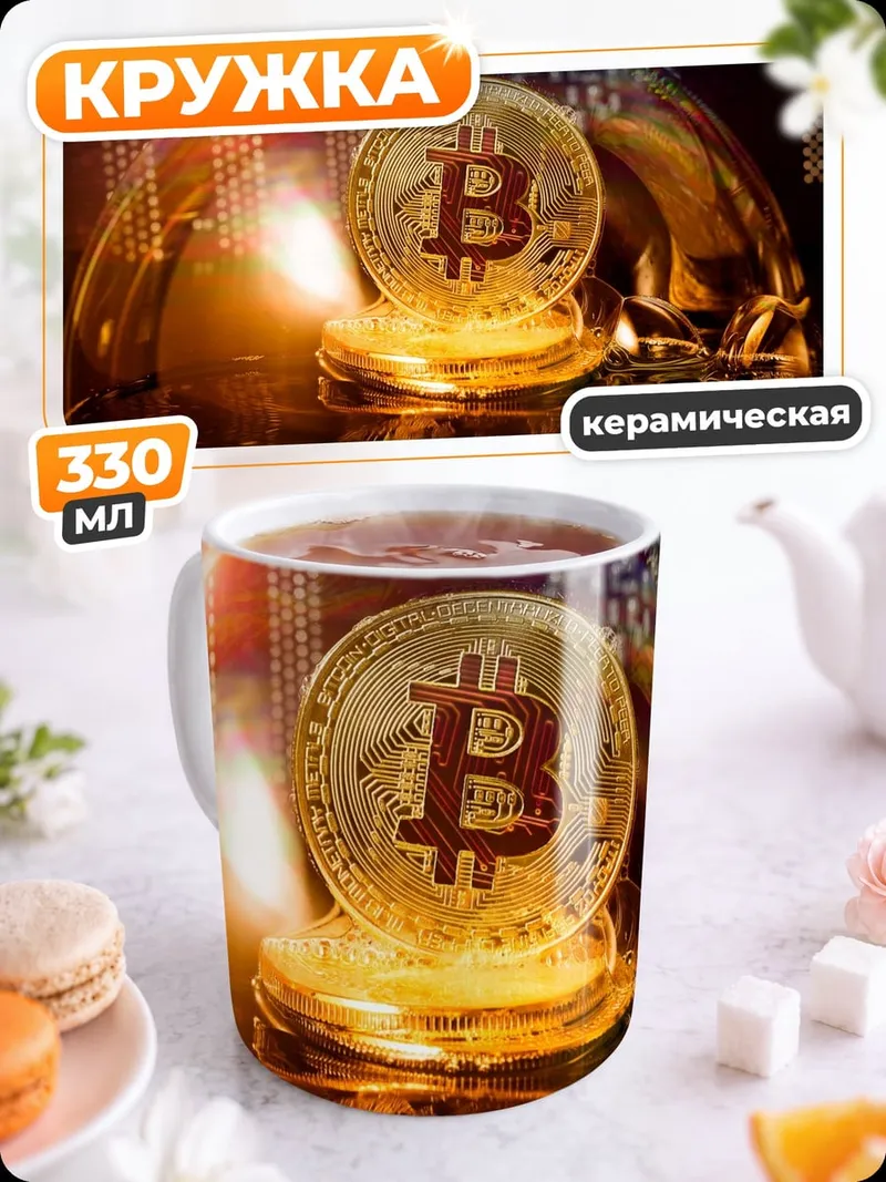 Кружка керамическая Золотой биткоин символ
