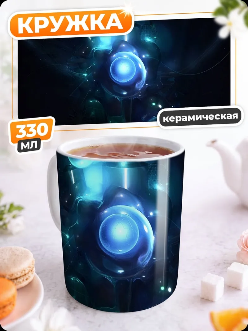 Кружка керамическая Синий светящийся объект