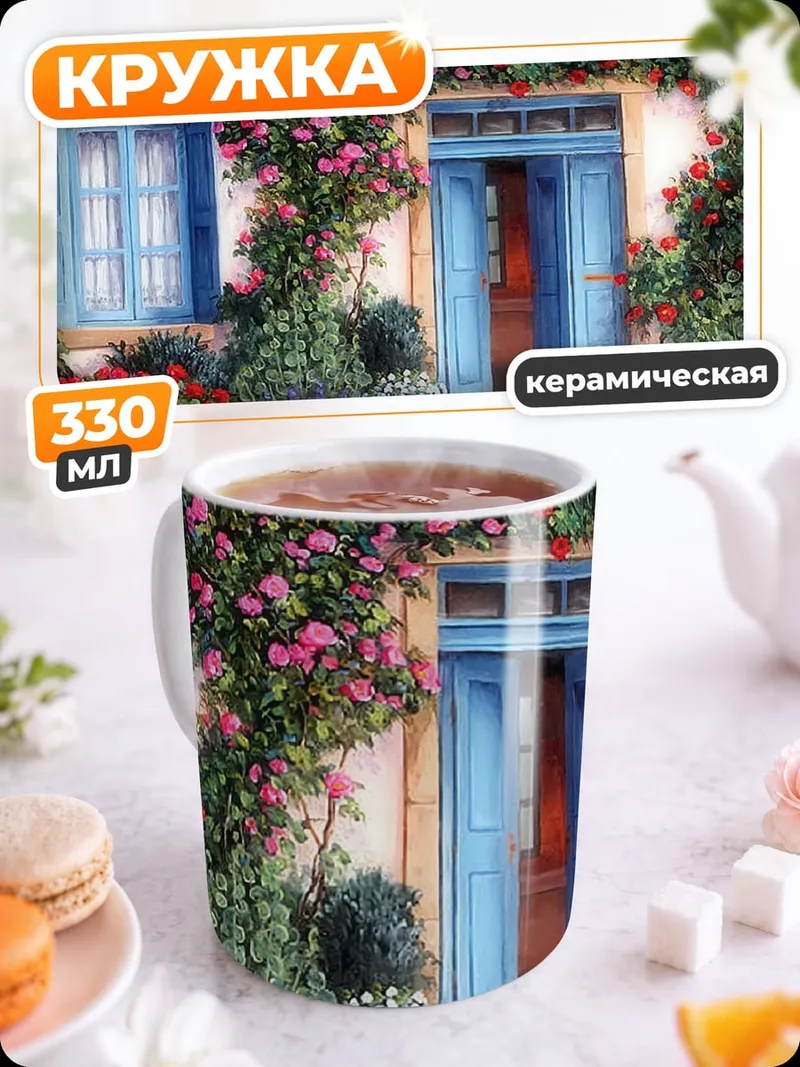 Кружка керамическая Дом с розами