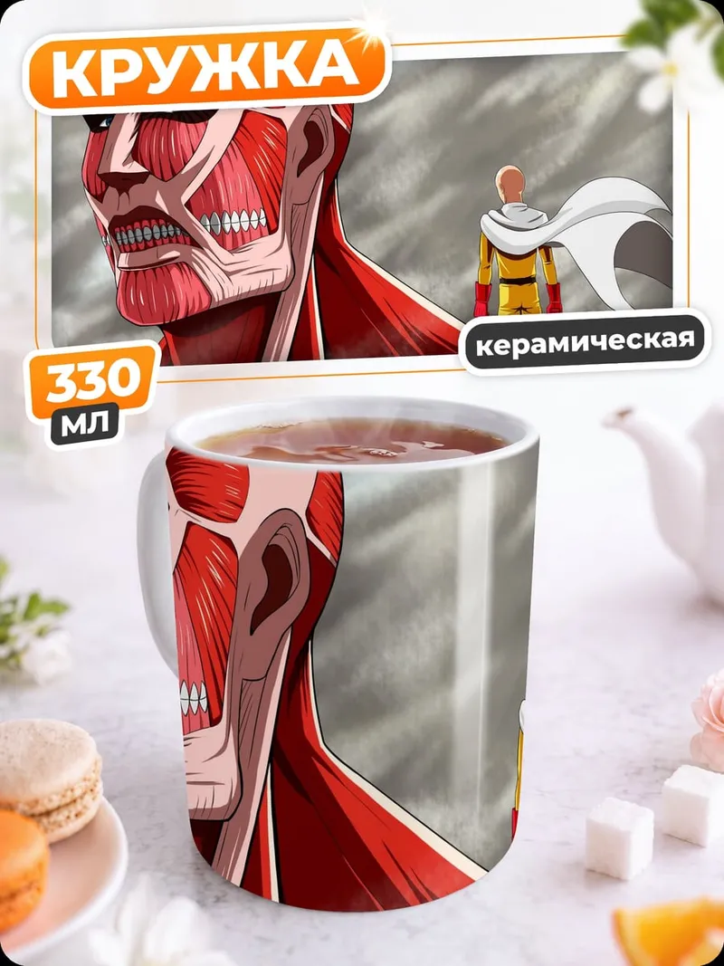 Кружка керамическая титан и сайтама