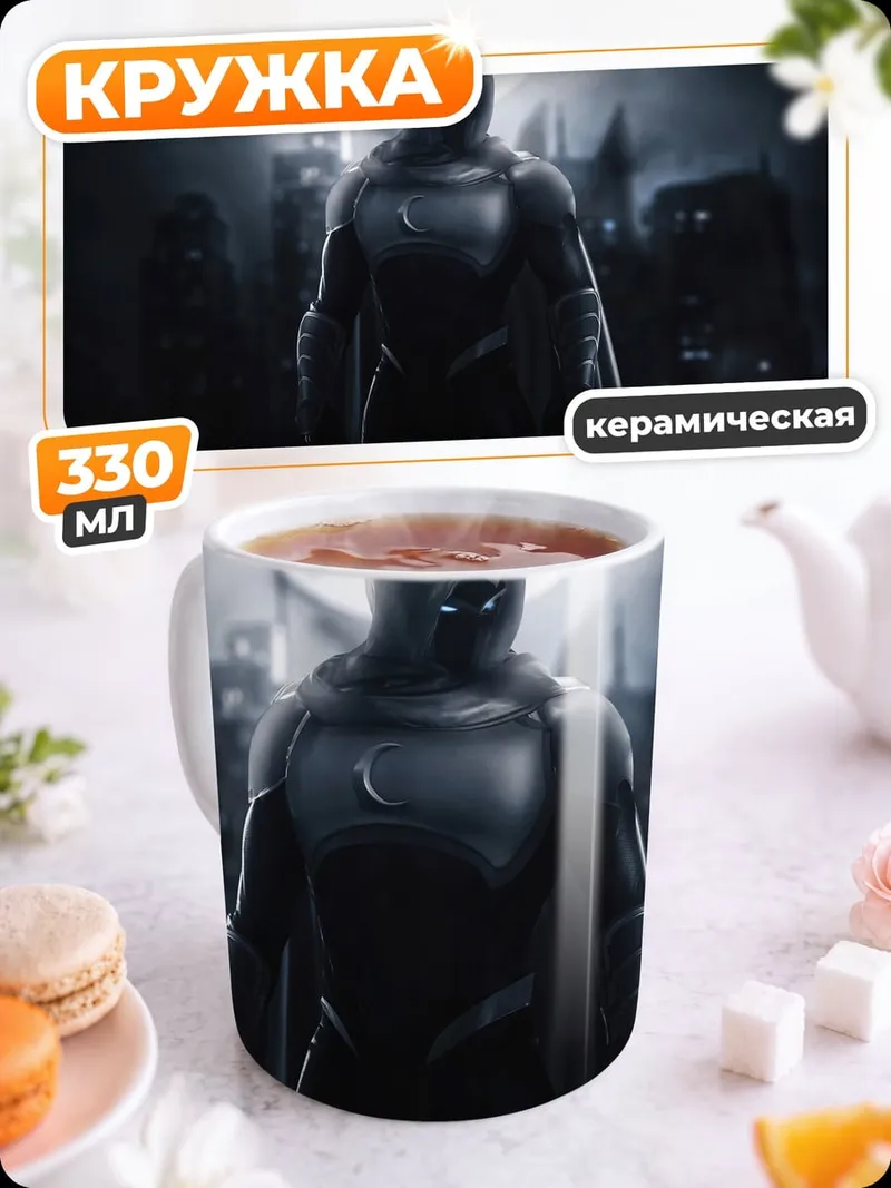 Кружка керамическая лунный рыцарь ночью