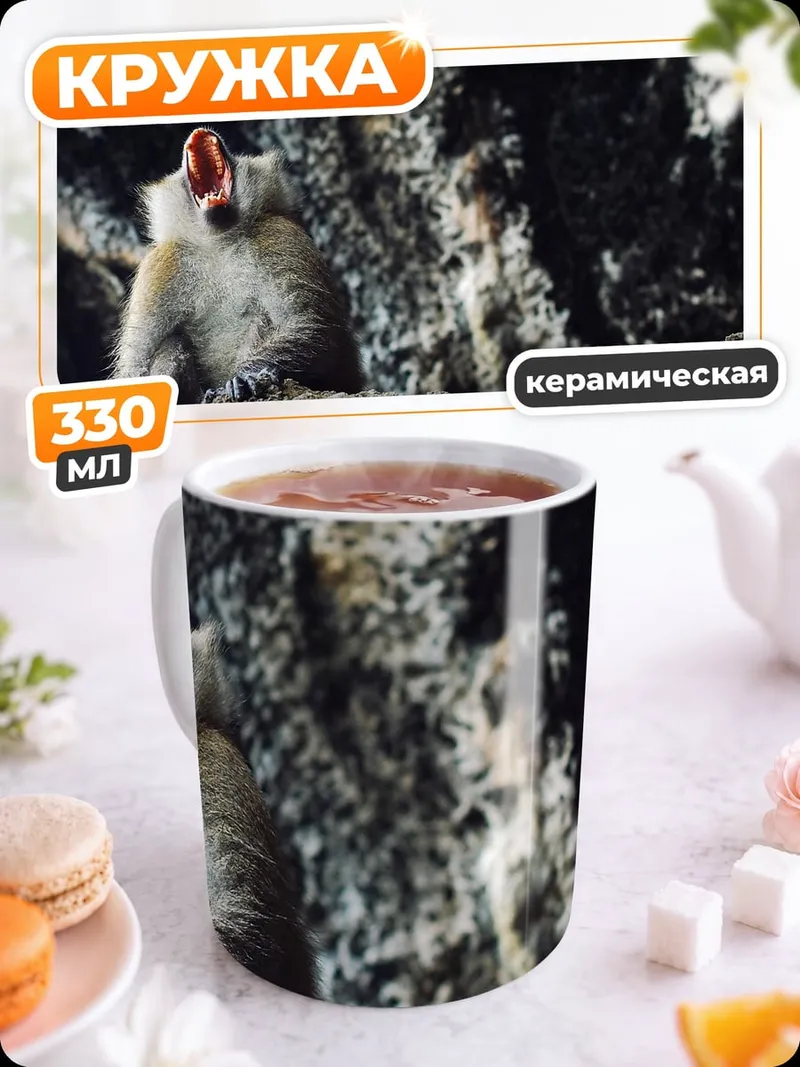 Кружка керамическая Обезьяна в пещере