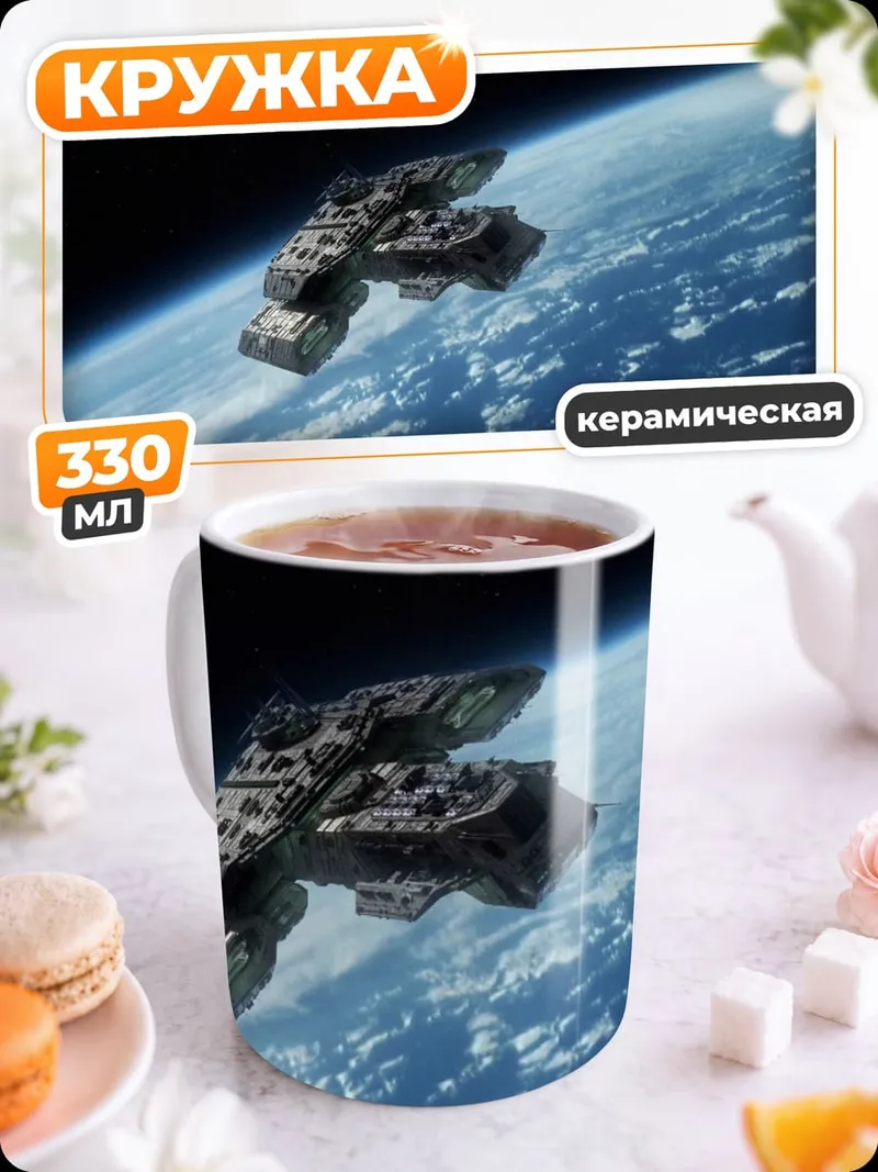 Кружка керамическая Космический корабль Земля